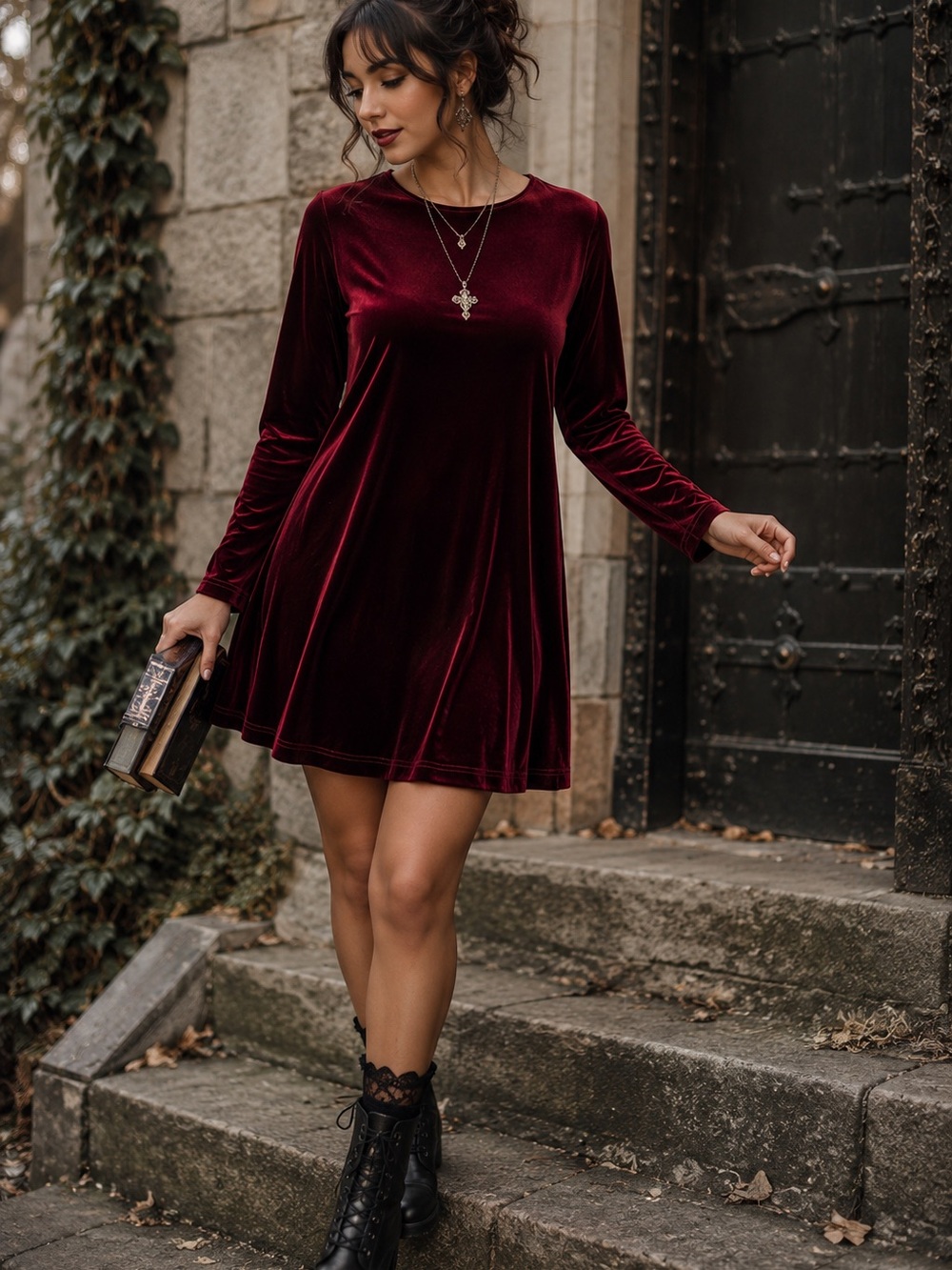 Vintage Ronni Nicole Velvet Dress Burgundy Size 10 Holiday Dress Whimsigoth Chic